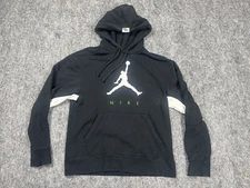 Nike Air Jordan Hoodie Mens Medium Black Jumpman Fleece Pullover Essential