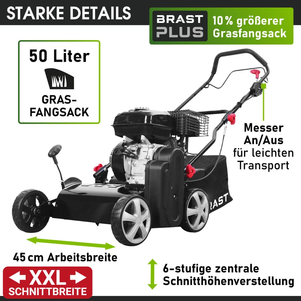 BRAST Vertikutierer Benzin 4,5kW (6,12PS) mit 45cm Arbeitsbreite Moosentferner - Bild 4 von 4