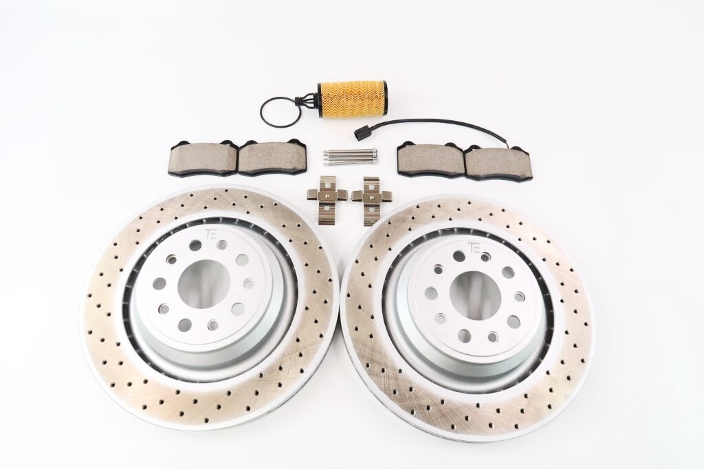 Maserati Ghibli Quattroporte rear brake pads rotors FREE oil filter 14-16 #1339