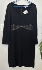 NWT St. John Evening Crystal Santana Sheer Panel Wool Sheath Dress 8, 1,245
