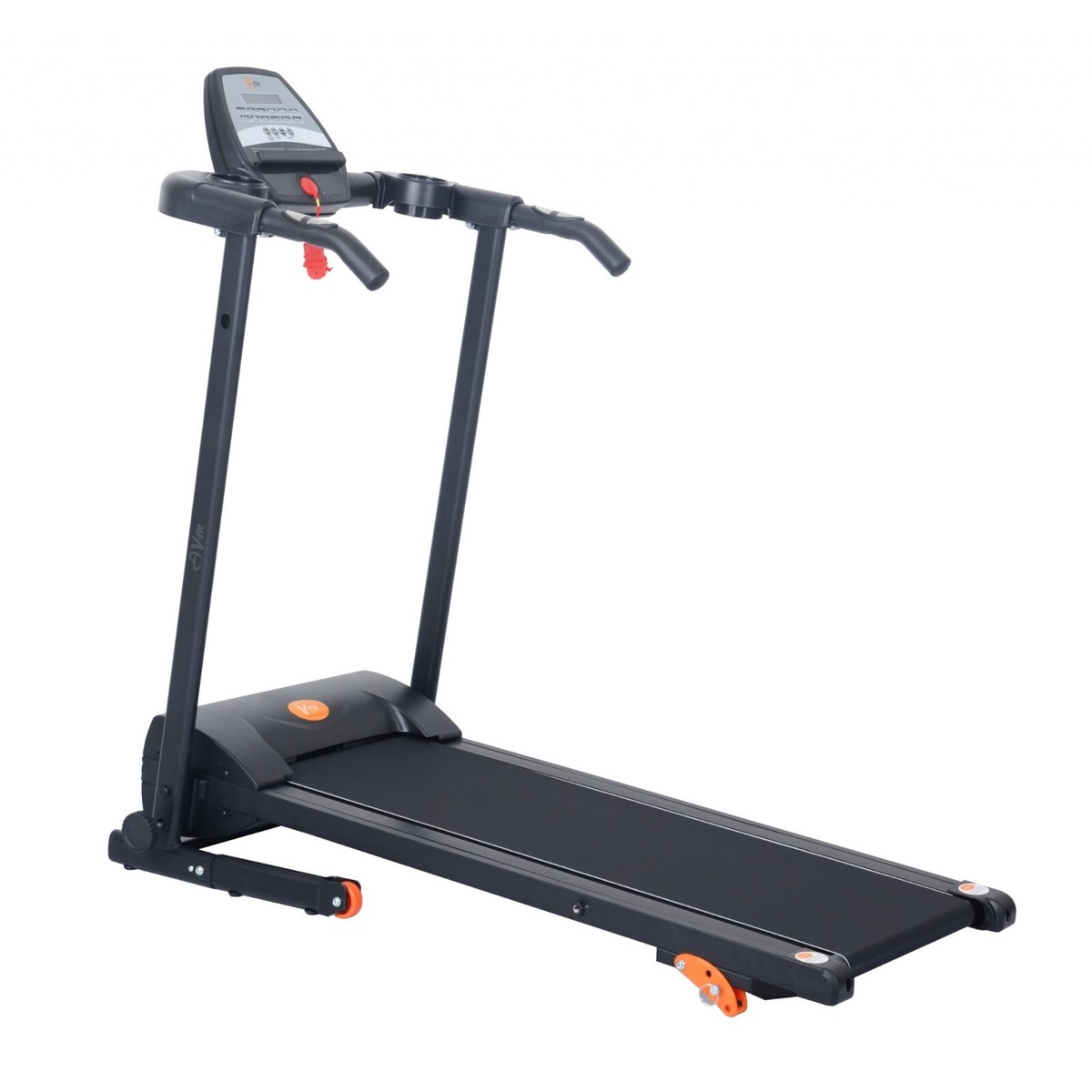 V-Fit TR043 Fit-Start Motorised Folding Treadmill with LCD Display  Black/Grey