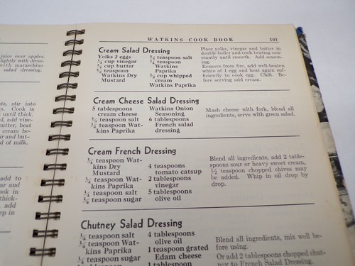 1938 Watkins Cook Book Spiral Binding Vintage Recipes Cookbook - Picture 4 of 8