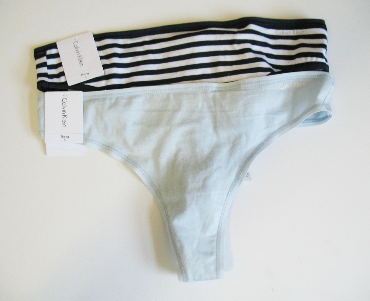 2 Calvin Klein Womens Cotton Form Thong Panty Multi QD3643 Sz S