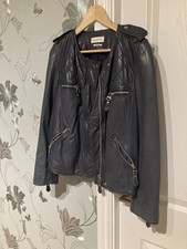 Isabel Marant Étoile Kady Quilted Washed Lamb Leather Jacket Blue Size 42