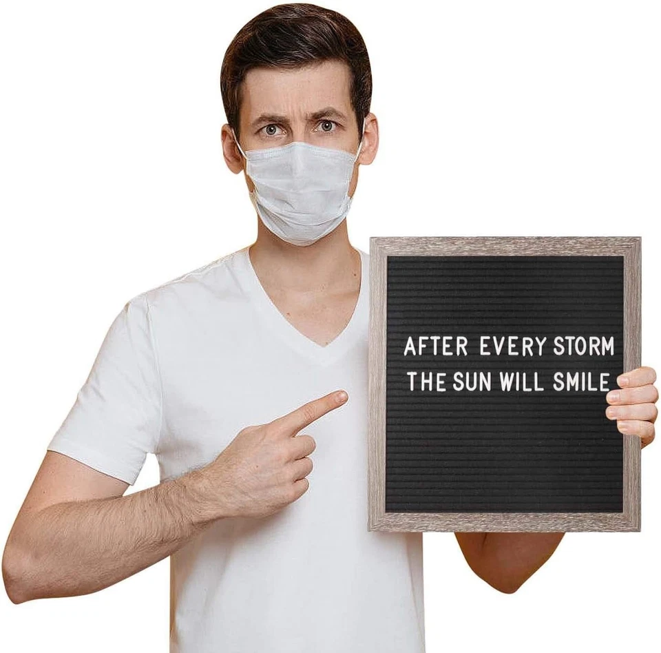 ewtshop® Doppelseitiges Letterboard aus Holz und Filz - Tafel, Buchstaben S/W - Bild 4 von 4