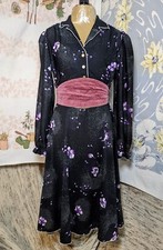 Vintage 70s 80s Cottagecore Fairy Secretary Dress M Floral Romantic