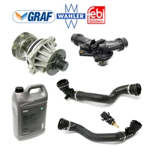 Water Pump & Thermostat + Upper Lower Hose Sensor Coolant Kit OES For BMW X5 3.0