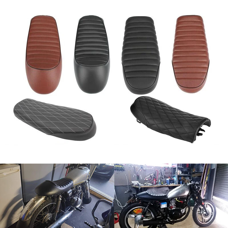 Flat Brat Hump Saddle Cafe Racer Vintage Seat Cushion For Honda CB Yamaha XJ GN - Image 2 of 4