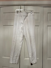 Vtg Carlisle White Cotton Silk Slacks Size US 4 UK 6