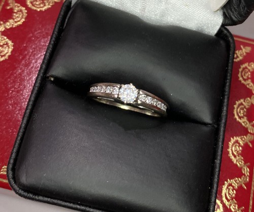 Anello fascia oro bianco 14 kt 1/2 ct diamante SI matrimonio solitario set fidanzamento 7 - Foto 3 di 11