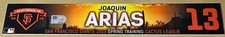 JOAQUIN ARIAS SPRING CACTUS LG LOCKER NAME TAG GIANTS TEAM-ISSUED GAME-USED 2015