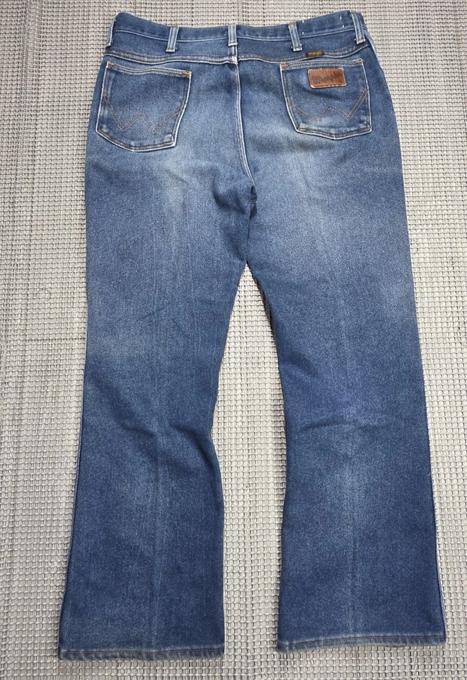 Jeans de Colección Wrangler Corte Bota de Vaquero Talla 34x29 IDEAL Cremallera EE. UU. Hecho Denim Años 70 80 Foto 4 de 4
