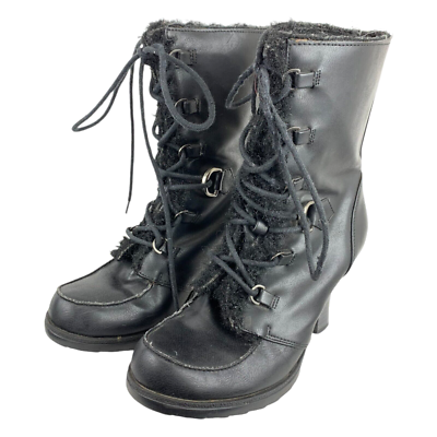 Womens 2000s Y2K Boots Size 8 Black Faux Leather / Fur Lined Womens 2000s Y2K Boots Size 8 Black Faux Leather / Fur Lined