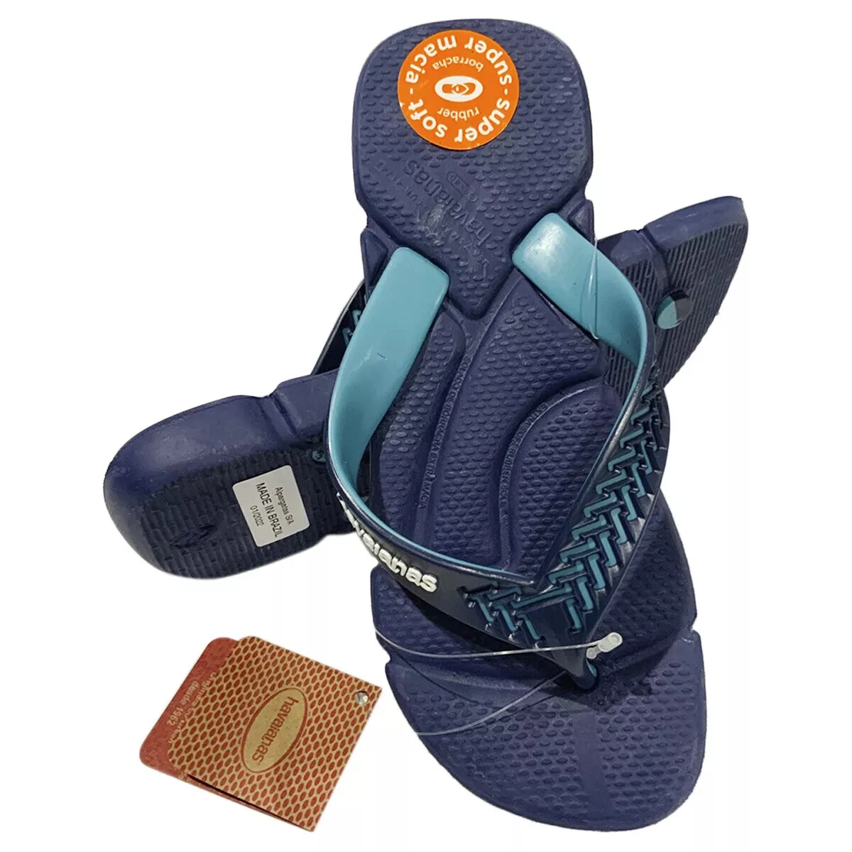 MSRP $69.99 NWT HAVAIANAS POWER 2.0 MEN'S NAVY BLUE BEACH FLIP FLOPS SANDALS