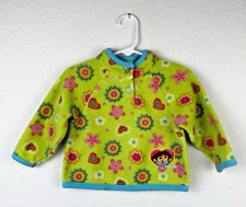 Vtg Emboriered Nick Jr. Dora the Explorer 2006 Green Fleece Pullover 18 month