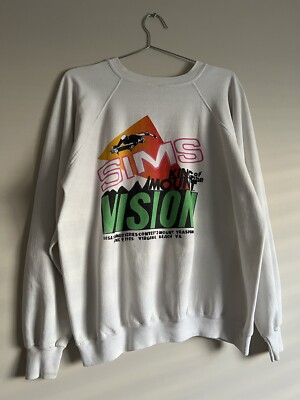 Vintage 1980s Vision Streetwear My Trashmore Skate Crewneck Rare Simms Tony Hawk