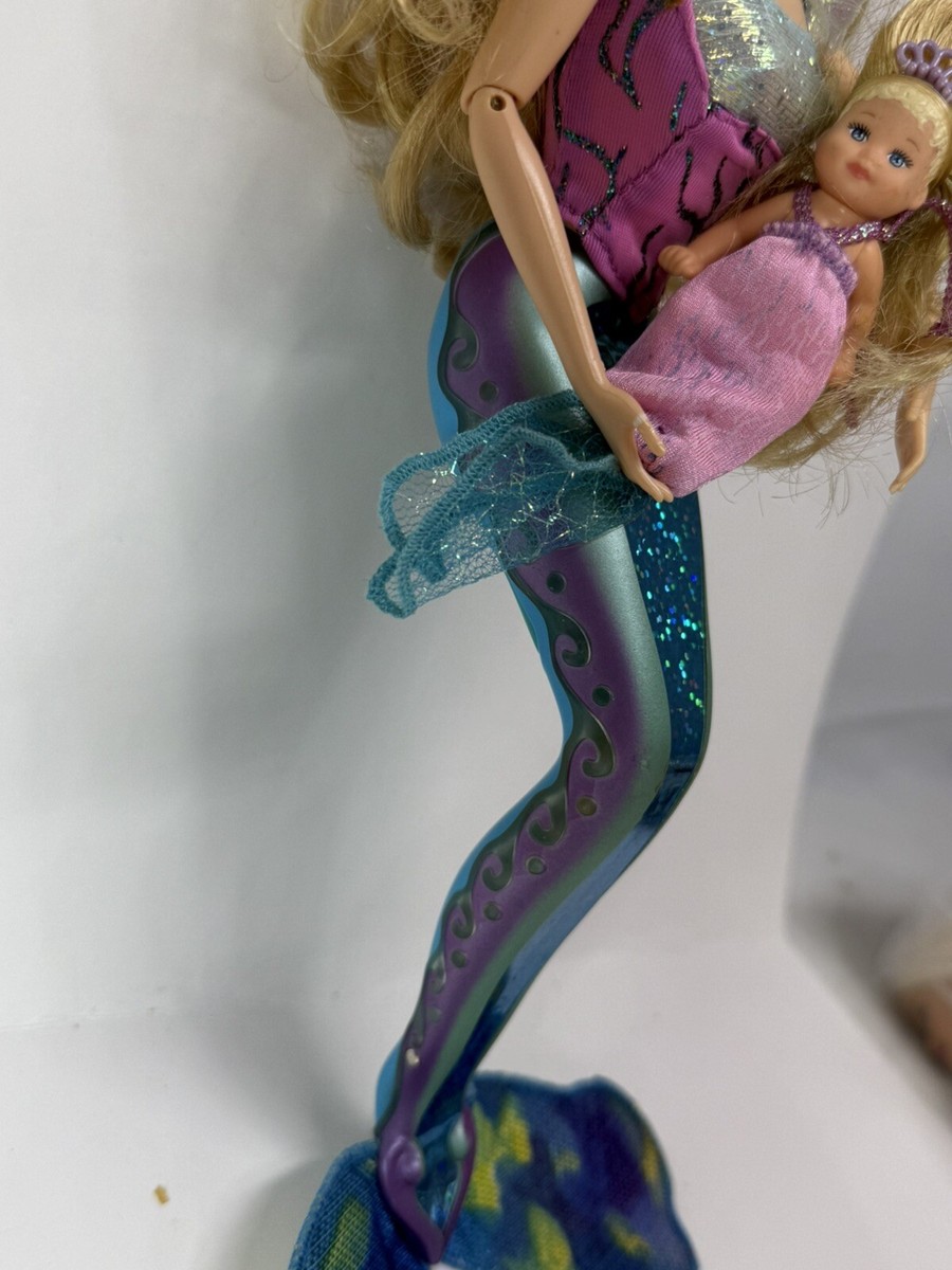 WORKS! Vintage 2000 Magical Mermaids Barbie Doll w/ Baby Krissy