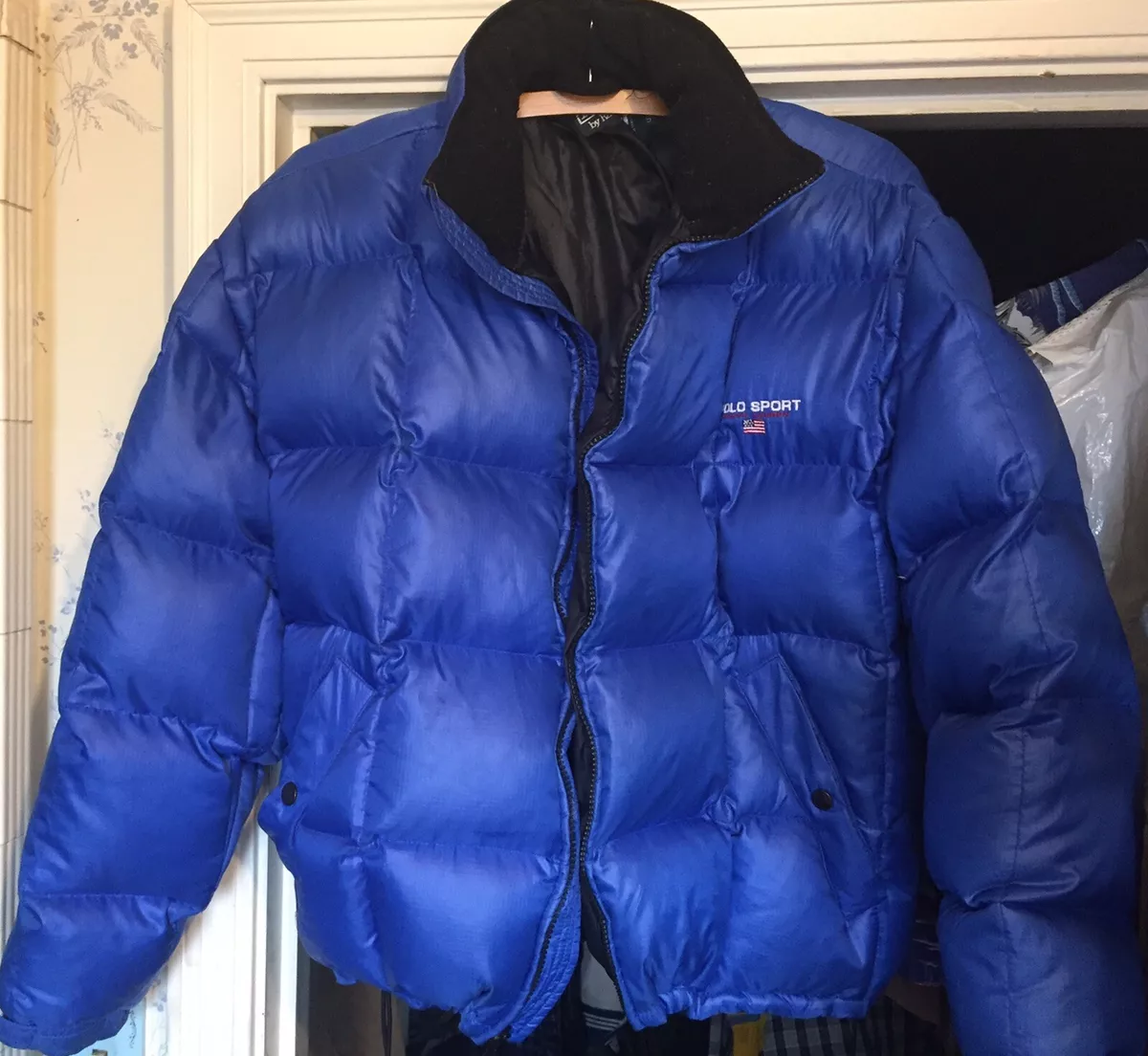 Vintage 90s Polo Sport Ralph Lauren Quilted Down Puffer Jacket Size S Blue  Puffy