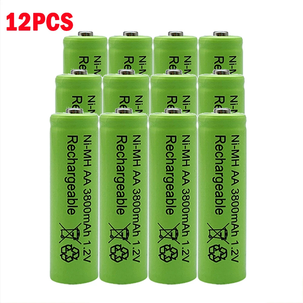 12pc 3800mAh AA Rechargeable Battery NI-MH 1.2V Camera Remote