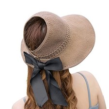 Women UPF 50 Sun Visor Hat Wide Brim Floppy Beach Hat Foldable Empty Top Cap