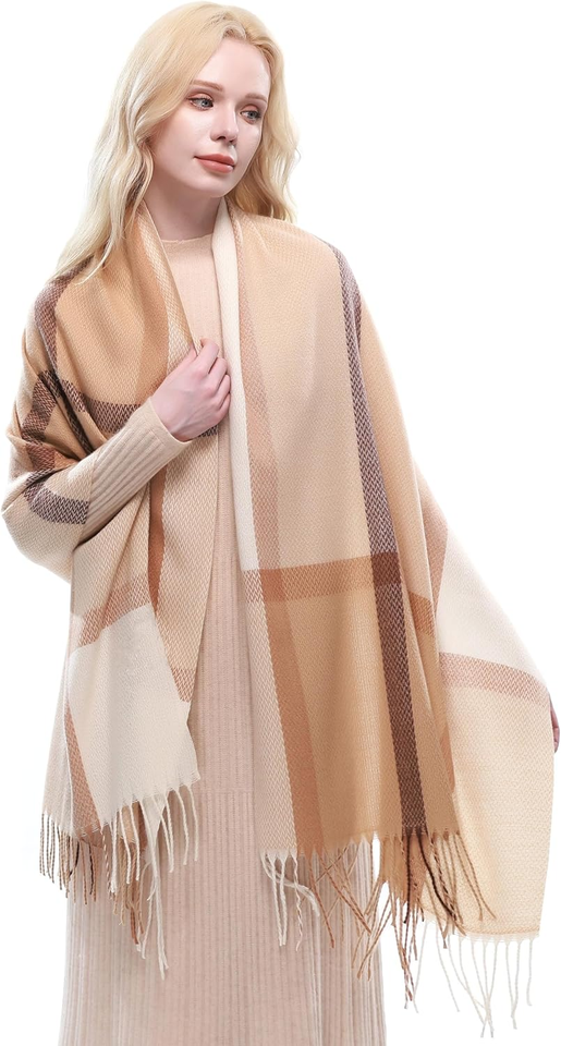 Sciarpa scialle di pashmina con nappa ricamata per donna