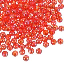 100 Pcs 8 mm Acrylic Round Beads AB Colors Clear Beads with Hole, Red