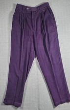 VTG Lands' End Corduroy Pants Womens 8P Purple High Rise Tapered Made in USA
