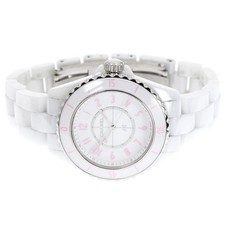 Chanel J12 Pink Blush H6755 33mm SS White Dial Quartz Watch #C3536
