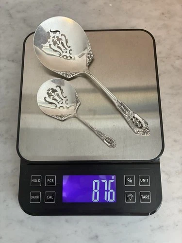 Wallace Rose Point Sterling Spoon Tomato & Bon Bon Serving Set 87.6g