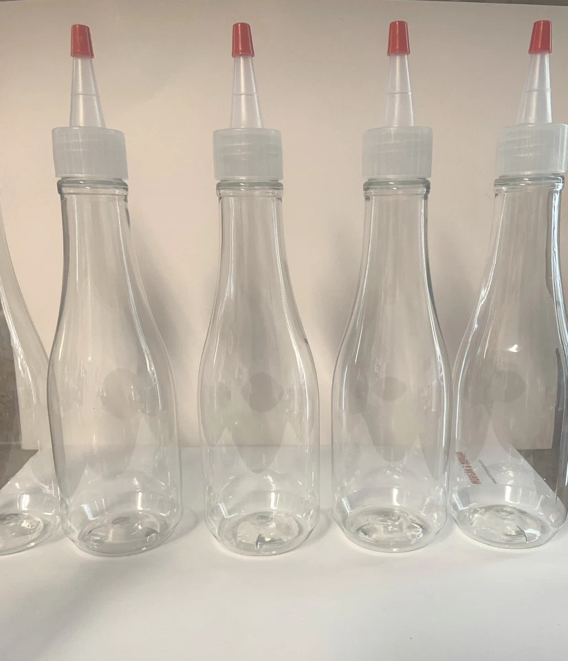 8 oz Woozy Plastic Squeeze Bottles (24-410) w/ Yorker Spout Dispensing Twist Cap - Image 2 of 4