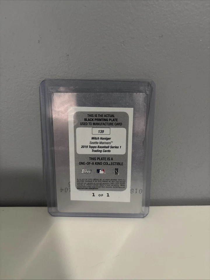 Mitch Haniger 2019 Topps baseball 1/1 Black printing plate - Image 2 of 2