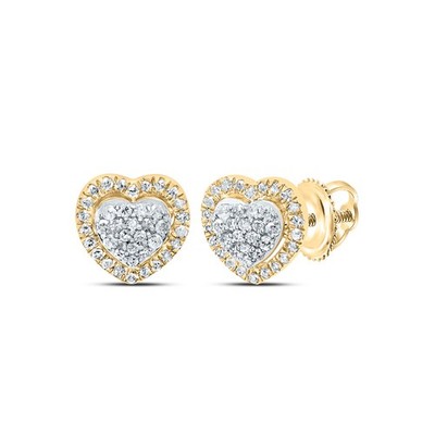 Herz-Ohrstecker 0,25 kt natürlicher Diamant 10 kt Gelbgold