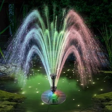 Electric Floating Pond Fountain LED Lights, Built-in Filter System, Colorful