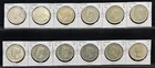 Lot of 12 Canadian Silver Dollars 1935-1954