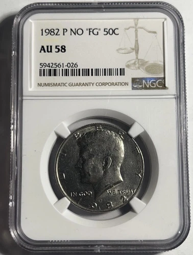 1982-P KENNEDY HALF DOLLAR NO FG GRADED NGC AU58