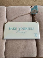 "Bake Yourself Happy" Hanging Wood Plaque by Mary Berry Collection - Brand New!