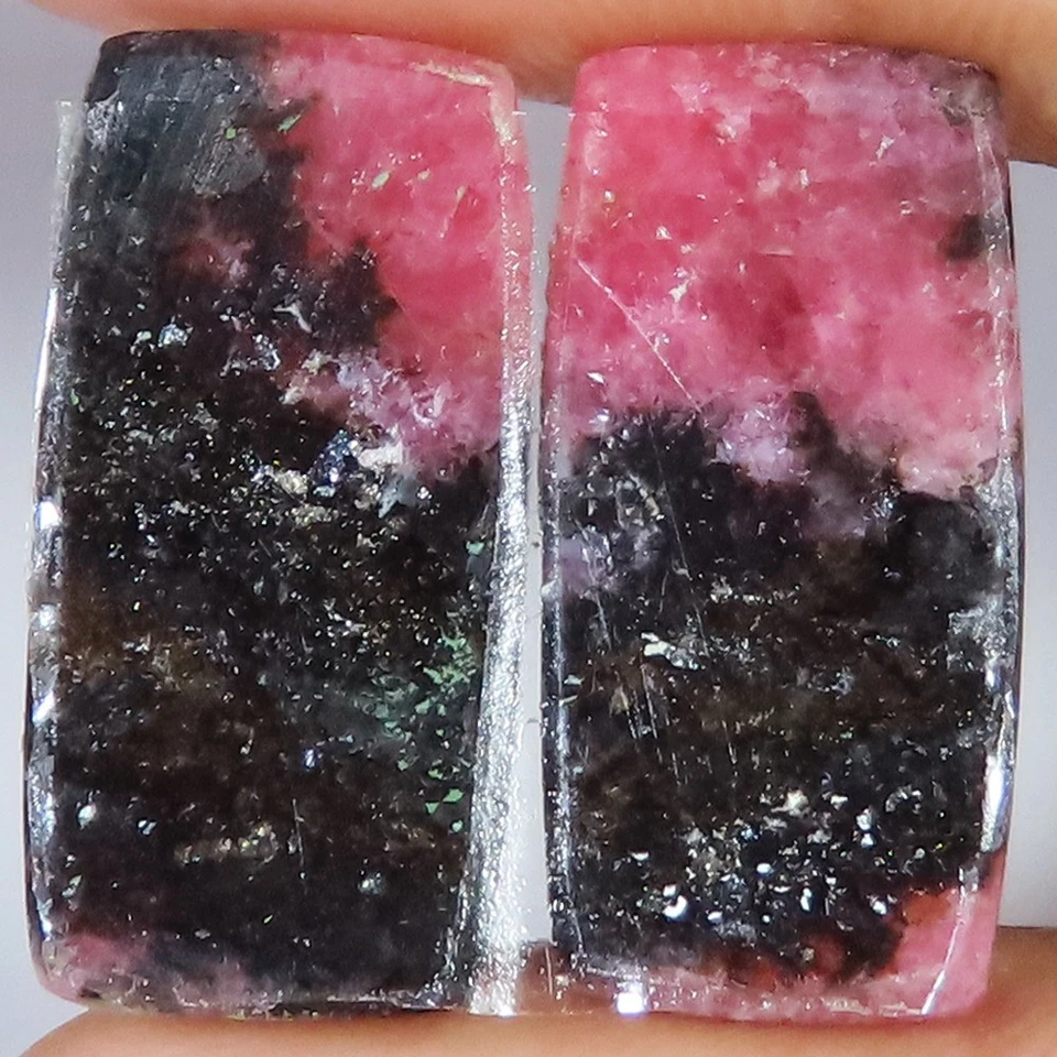 33.20 Cts Natural RHODONITE Pair Cushion Cabochon 12x25x3 mm Gemstone IR_520 - Image 2 of 2