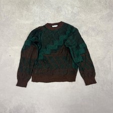 Vintage Knitted Jumper Abstract Patterned Grandad Knit Sweater Men's M