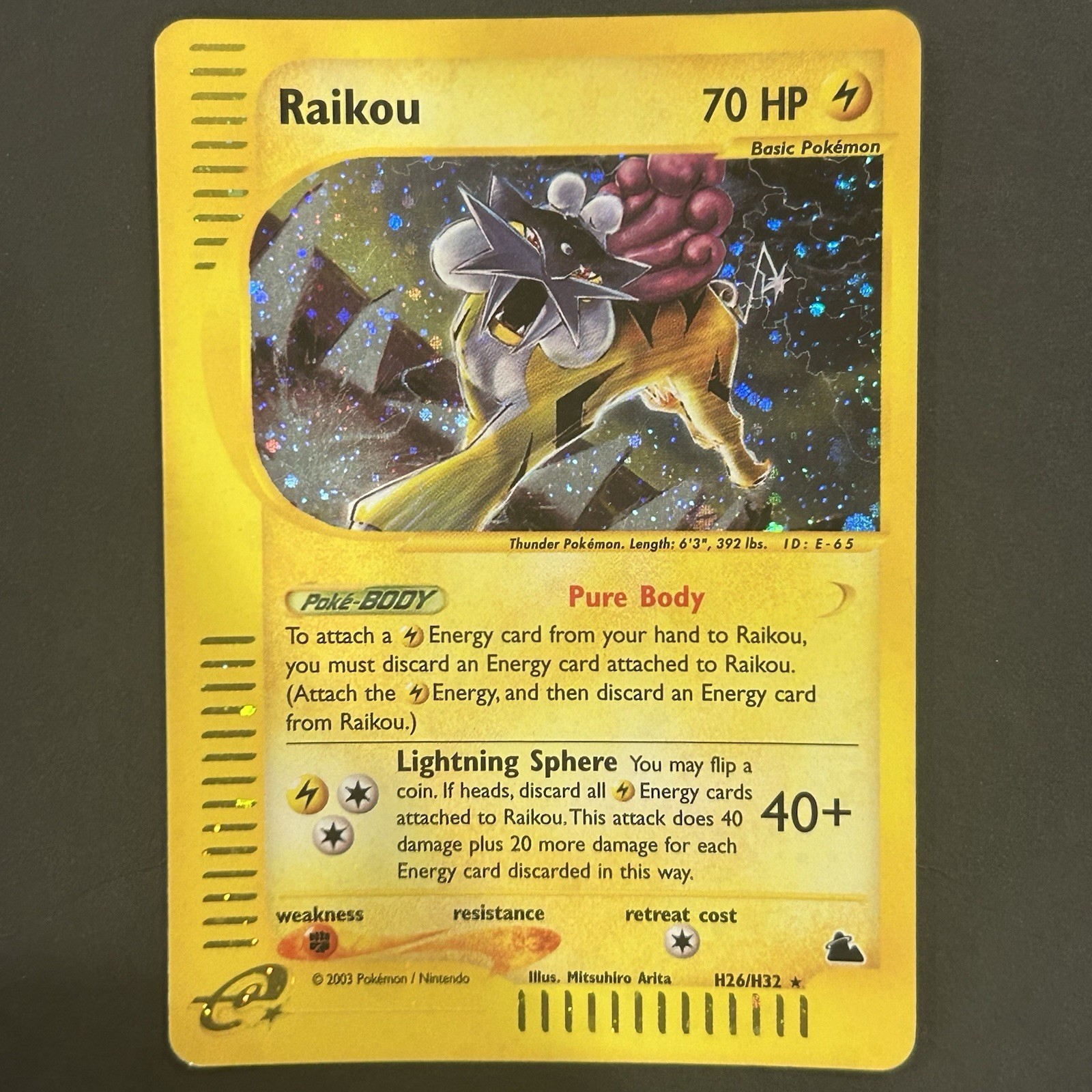 Raikou - H26/H32 - Pokemon Skyridge Holo Rare Card LP