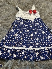 NANNETTE Little Girl's Size 6 White, Red  Navy Stars Sun Dress