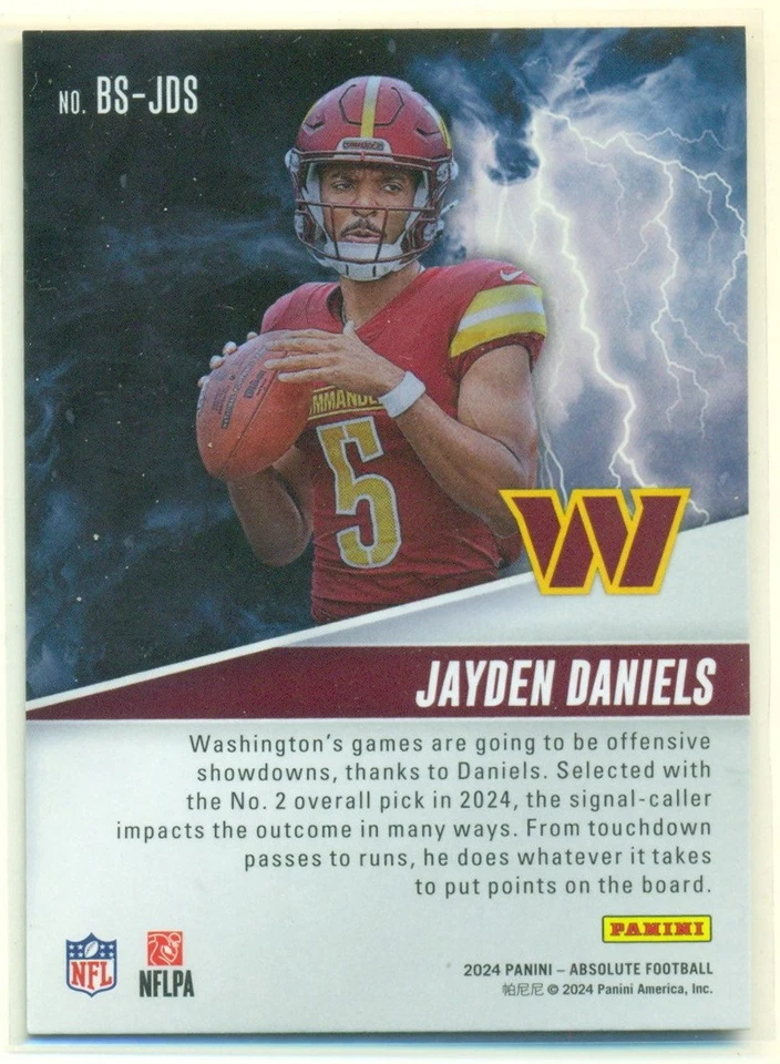 2024 Panini ABSOLUTE By Storm BS-JDS JAYDEN DANIELS RC Washington Commanders - Image 2 of 2