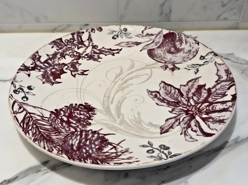 GORGEOUS RARE Williams Sonoma Winter Toile  15” Platter Serving Plate EUC HTF