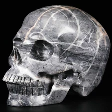 Huge 5.0" Picasso Jasper Carved Crystal Skull, Realistic, Crystal Healing