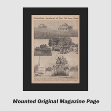 1944 WW2 PHOTO-REPORT "British 2nd Army Tanks" Mounted Vintage Magazine Print
