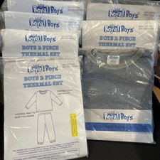 Royal Boys 2-Piece Thermal Underwear Set; Kids Size 4. Grey; 7 Pair. New