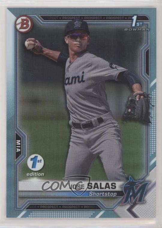 2021 Bowman 1st Edition Sky Blue Foil Jose Salas #BFE-110 0s9t