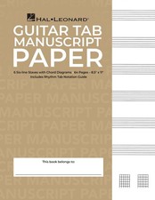 Guitar Tablature Manuscript Paper Standard Staff Tan 6 Staves 64 Pages