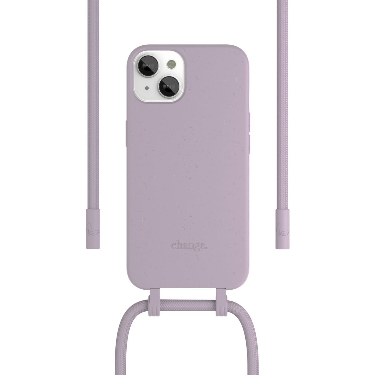 Coque avec cordon iPhone 14 Plus Woodcessories collier lilas pour smartphone