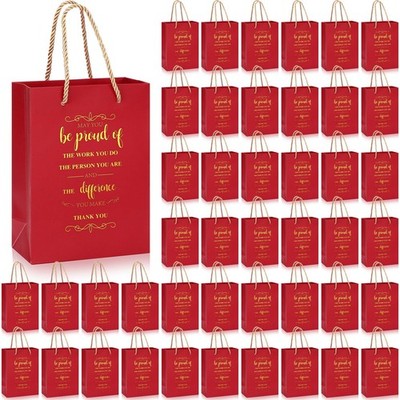 50 Pcs Thank You Gift Bags Bulk 5.9x3.1x8.3 Inch Paper Red Inspirational