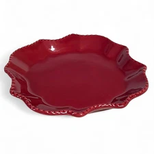 Vintage California Pantry Classic Ceramics Scalloped Red Plate 6"